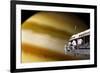 Astronauts Performing Work on a Space Station While Orbiting a Large Alien Planet-null-Framed Art Print