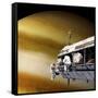 Astronauts Performing Work on a Space Station While Orbiting a Large Alien Planet-null-Framed Stretched Canvas