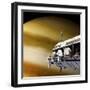 Astronauts Performing Work on a Space Station While Orbiting a Large Alien Planet-null-Framed Art Print