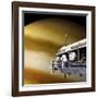 Astronauts Performing Work on a Space Station While Orbiting a Large Alien Planet-null-Framed Art Print