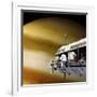 Astronauts Performing Work on a Space Station While Orbiting a Large Alien Planet-null-Framed Art Print