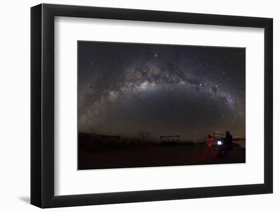 Astronomer with Telescope Looking at the Milky Way in the Atacama Desert, Chile-Stocktrek Images-Framed Photographic Print