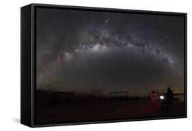 Astronomer with Telescope Looking at the Milky Way in the Atacama Desert, Chile-Stocktrek Images-Framed Stretched Canvas