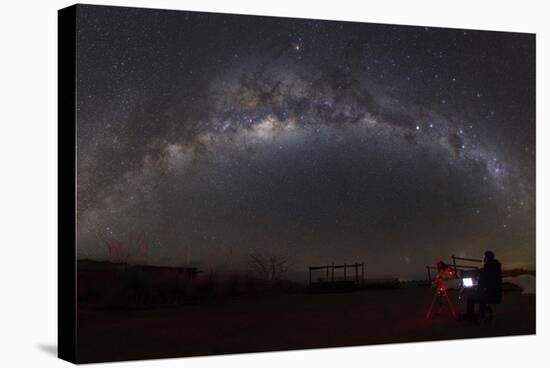 Astronomer with Telescope Looking at the Milky Way in the Atacama Desert, Chile-Stocktrek Images-Stretched Canvas