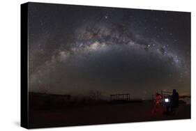 Astronomer with Telescope Looking at the Milky Way in the Atacama Desert, Chile-Stocktrek Images-Stretched Canvas