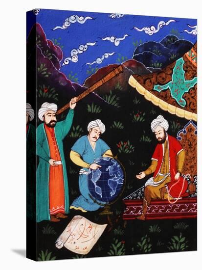 Astronomers and Geographers in a Mountainous Country, Ottoman Miniature, 17th century-null-Stretched Canvas