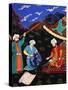 Astronomers and Geographers in a Mountainous Country, Ottoman Miniature, 17th century-null-Stretched Canvas