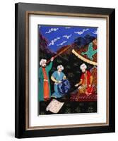 Astronomers and Geographers in a Mountainous Country, Ottoman Miniature, 17th century-null-Framed Giclee Print