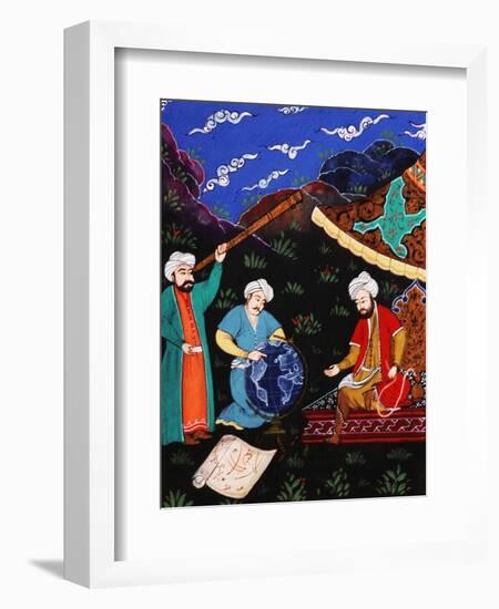 Astronomers and Geographers in a Mountainous Country, Ottoman Miniature, 17th century-null-Framed Giclee Print