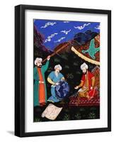 Astronomers and Geographers in a Mountainous Country, Ottoman Miniature, 17th century-null-Framed Giclee Print