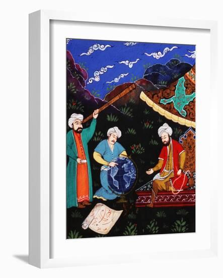 Astronomers and Geographers in a Mountainous Country, Ottoman Miniature, 17th century-null-Framed Giclee Print