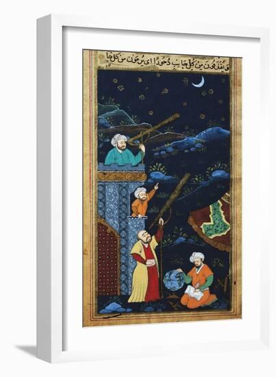 Astronomers While Studying the Moon and the Stars, Ottoman Miniature-null-Framed Giclee Print