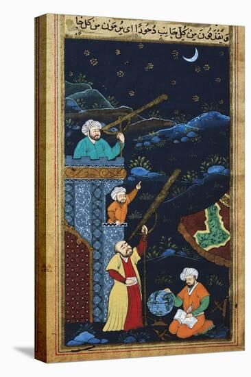 Astronomers While Studying the Moon and the Stars, Ottoman Miniature-null-Stretched Canvas