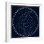 Astronomical Celestial Map of the Northern Hemisphere (Detailed Black Ink Version)-Green Ocean-Framed Art Print