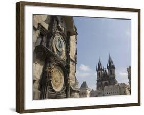 Astronomical Clock, and Church of Our Lady before Tyn, Old Town Square, Prague, Czech Republic-Martin Child-Framed Photographic Print