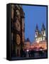 Astronomical Clock of Gothic Old Town Hall, Stalls of Christmas Market, Prague-Richard Nebesky-Framed Stretched Canvas