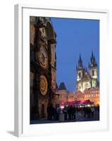 Astronomical Clock of Gothic Old Town Hall, Stalls of Christmas Market, Prague-Richard Nebesky-Framed Photographic Print