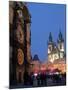 Astronomical Clock of Gothic Old Town Hall, Stalls of Christmas Market, Prague-Richard Nebesky-Mounted Photographic Print