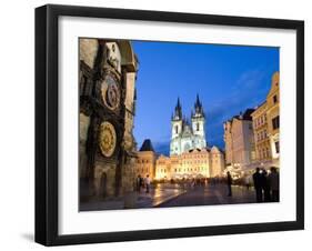 Astronomical Clock, Old Town Square and the Church of Our Lady before Tyn, Prague, Czech Republic-Martin Child-Framed Photographic Print