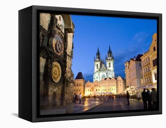 Astronomical Clock, Old Town Square and the Church of Our Lady before Tyn, Prague, Czech Republic-Martin Child-Framed Stretched Canvas