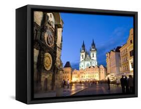 Astronomical Clock, Old Town Square and the Church of Our Lady before Tyn, Prague, Czech Republic-Martin Child-Framed Stretched Canvas