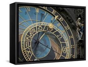 Astronomical Clock on Old Town Hall, Prague, Czech Republic-David Barnes-Framed Stretched Canvas