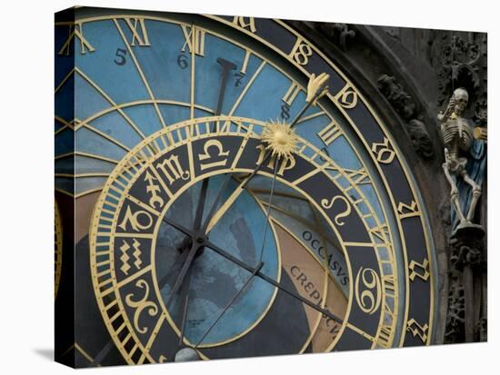 Astronomical Clock on Old Town Hall, Prague, Czech Republic-David Barnes-Stretched Canvas