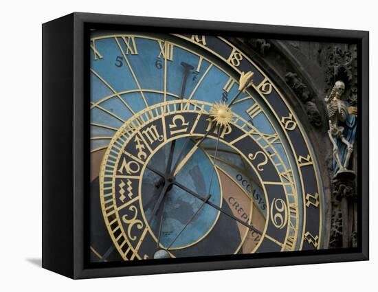 Astronomical Clock on Old Town Hall, Prague, Czech Republic-David Barnes-Framed Stretched Canvas