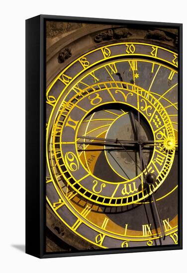 Astronomical Clock on the Town Hall, Old Town Square, Prague, Czech Republic, Euruope-Miles Ertman-Framed Stretched Canvas