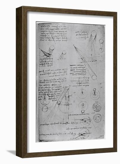 Astronomical Diagrams, from the Codex Leicester, 1508-1512-Leonardo da Vinci-Framed Giclee Print