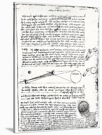 Astronomical Diagrams, from the Codex Leicester, 1508-1512-Leonardo da Vinci-Stretched Canvas