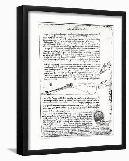 Astronomical Diagrams, from the Codex Leicester, 1508-1512-Leonardo da Vinci-Framed Giclee Print