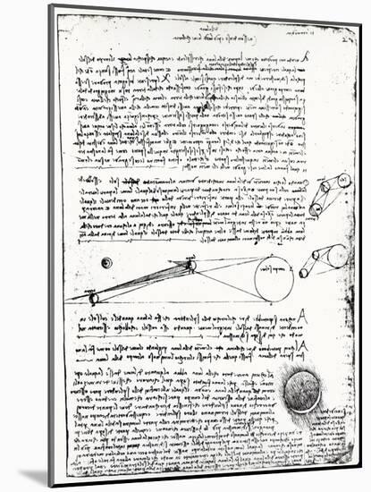 Astronomical Diagrams, from the Codex Leicester, 1508-1512-Leonardo da Vinci-Mounted Giclee Print