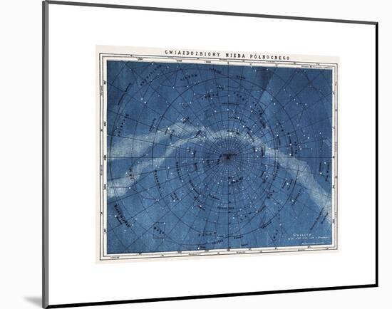 Astronomy Map Northern Constellations-null-Mounted Art Print