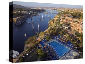 Aswan in Late Afternoon, Old Cataract Hotel in front, Where Agatha Christie Wrote Death, Nile-Julian Love-Stretched Canvas