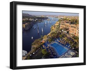 Aswan in Late Afternoon, Old Cataract Hotel in front, Where Agatha Christie Wrote Death, Nile-Julian Love-Framed Photographic Print