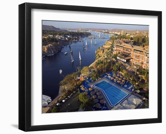 Aswan in Late Afternoon, Old Cataract Hotel in front, Where Agatha Christie Wrote Death, Nile-Julian Love-Framed Photographic Print