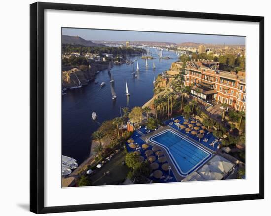 Aswan in Late Afternoon, Old Cataract Hotel in front, Where Agatha Christie Wrote Death, Nile-Julian Love-Framed Photographic Print