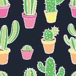 Seamless Pattern with Cactus. Pattern of Cactus. Cacti in Pots. Vector Background. Cute Cartoon Cac-Asya Bikmaeva-Art Print