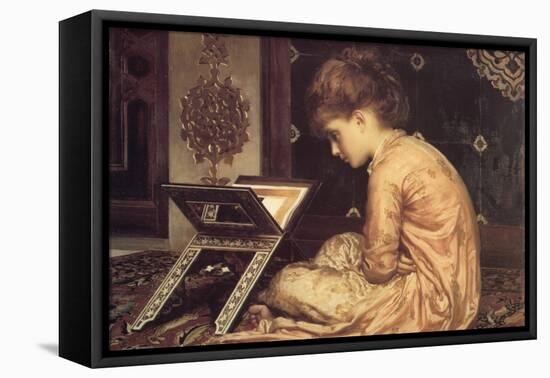 At a Reading Desk-Frederick Leighton-Framed Stretched Canvas