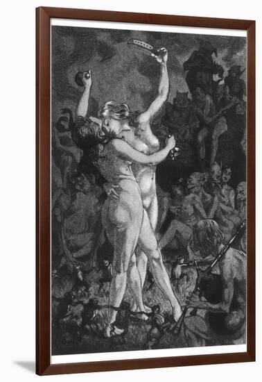 At a Sabbat in the Basque Country Two Witches Enjoy a Lascivious Dance-Martin Van Maele-Framed Photographic Print