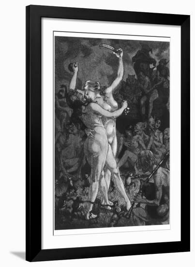 At a Sabbat in the Basque Country Two Witches Enjoy a Lascivious Dance-Martin Van Maele-Framed Photographic Print