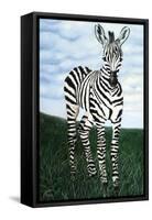 At Attention Zebra-Megan Morris-Framed Stretched Canvas