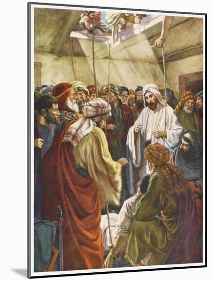 At Capernaum Jesus Heals a Paralysed Man Who Is Lowered into the House Through the Roof-null-Mounted Art Print