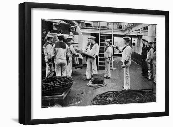 At Drill with a 6 Inch Quick Firing Gun on Board the Battleship HMS Resolution, 1896-Gregory & Co-Framed Giclee Print