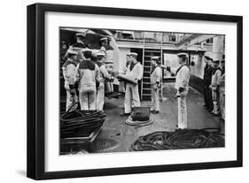 At Drill with a 6 Inch Quick Firing Gun on Board the Battleship HMS Resolution, 1896-Gregory & Co-Framed Giclee Print