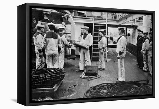 At Drill with a 6 Inch Quick Firing Gun on Board the Battleship HMS Resolution, 1896-Gregory & Co-Framed Stretched Canvas