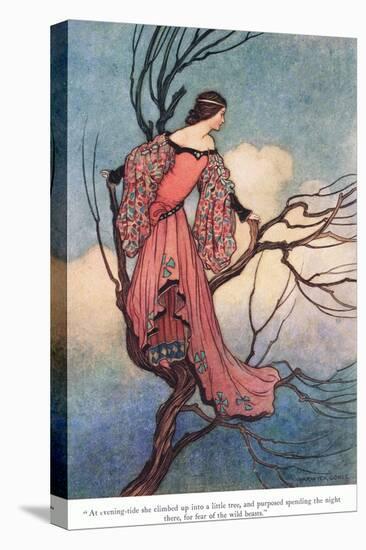 At Evening Tide She Climbed-Warwick Goble-Stretched Canvas