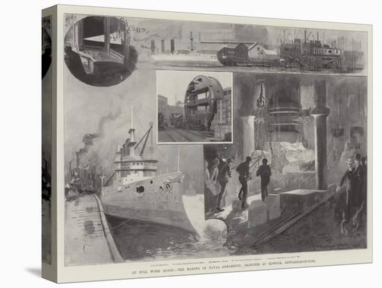 At Full Work Again, the Making of Naval Armaments, Sketches at Elswick, Newcastle-On-Tyne-Henry Charles Seppings Wright-Stretched Canvas