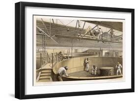 At Greenwich the Cable is Carefully Coiled in Tanks Before Loading Aboard the Great Eastern-Robert Dudley-Framed Art Print